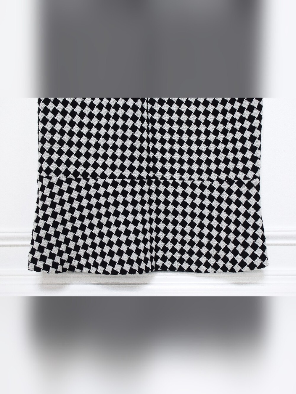 Vintage Tracy Reese Checkered Midi Skirt Black White Trumpet Size 4 Maximalist - Picture 4 of 7